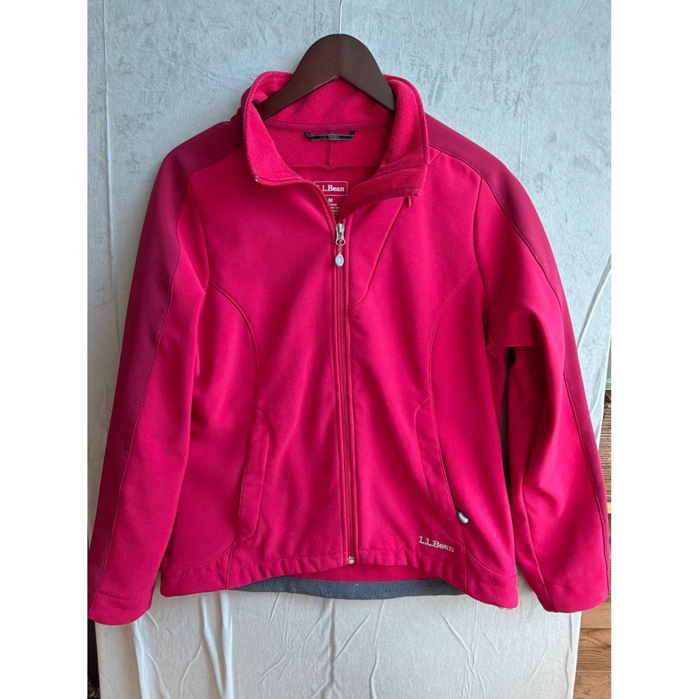LL Bean Softshell Fleece Jacket Womens M Pink Gorpcore Technical Activewear
